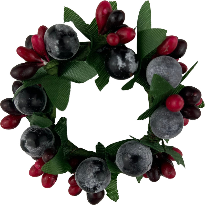 Kranz Beeren rot schwarz für Gesteck Stabkerzen Kerzenhalter Dekoration Herbst Advent Weihnachten 3,5 x 7cm Durchmesser