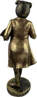 Kamindeko Bulldogge in schwarz-gold zum Hinstellen mit Sockel Anrichte Dekoration Figur Hund 31 cm hoch