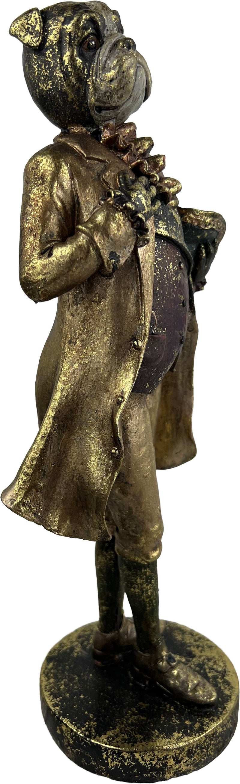 Kamindeko Bulldogge in schwarz-gold zum Hinstellen mit Sockel Anrichte Dekoration Figur Hund 31 cm hoch