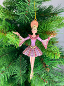 Christbaumschmuck Figur Tänzerin Ballerina Kolombine Baumschmuck Weihnachten rosa 15cm