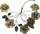 Blumenstrauss zum Hängen Eisen teilweise Roststellen pastellfarben mit Draht 18x4xH16cm + 10cm Hänger