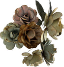 Blumenstrauss zum Hängen Eisen teilweise Roststellen pastellfarben mit Draht 18x4xH16cm + 10cm Hänger