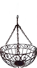 Pflanzschale Pflanzkorb Blumenschale zum Hängen Pflanzgefäß halbrund Metall Eisen verrostet mit 3 Ketten und Haken 50cm hoch 30cm Durchmesser