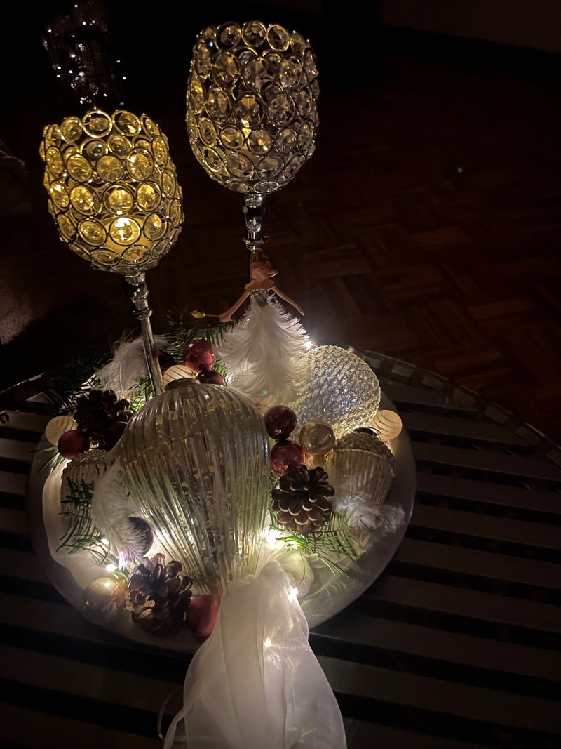 Tannenbaum Anhänger zum Hängen aus Glas Zapfen Silber Hänger Weihnachten Weihnachtsbaum Christbaumschmuck antiksilber Glas (20cm)