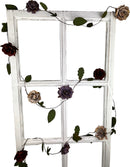 Girlande Blüten und Blätter Metall teilweise Roststellen pastellrosa/lila/weinrot Draht 250cm lang 5,5cm Durchmesser