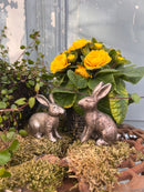 Hase KANTI Figur aus Polyresin antikgold patiniert Vintage Ostern Osterdeko Dekoration Osterhase H/B/T 9,5/3,5/7 cm