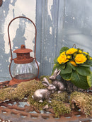 Laterne Vienna aus verrostetem Metall mit gewelltem Glas Kerzenhalter Rost Deko Leuchtfeuer Gartendeko Edelrost 31cm hoch
