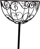 Pflanzschale BOCCAR Pflanzkorb Blumenschale auf Stab Blumentopfständer Pflanzgefäß halbrund Metall dunkelbraun lackiert mit Ständer und 2 Spießen H/dia 102/25 cm