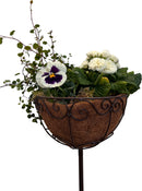 Pflanzschale BOCCAR Pflanzkorb Blumenschale auf Stab Blumentopfständer Pflanzgefäß halbrund Metall dunkelbraun lackiert mit Ständer und 2 Spießen H/dia 102/25 cm