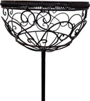 Pflanzschale MINA Pflanzkorb Blumenschale auf Stab Blumentopfständer Pflanzgefäß halbrund Metall dunkelbraun lackiert mit Ständer und 2 Spießen H/dia 80/25 cm
