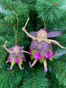 Pummelelfe Baumschmuck Figur Dicke Elfe mini Fee lila-grün Hänger Ostern Frühling Weihnachten 8cm