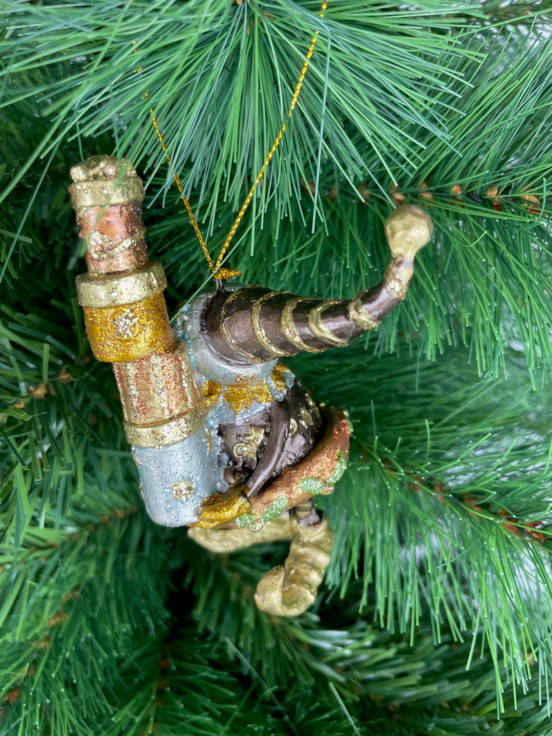 Kleiner Weihnachtsmann Elf Gabenträger Weihnachten Deko Anhänger Christbaumschmuck 11 cm schwarz-kupfer-gold mit Geschenken