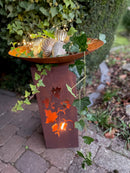 Lichtobjekt Dekosäule  zum Stellen  mit Efeu Ranken Säule Metall mit Edelrost Deko 22,5x22,5x60 cm