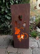 Lichtobjekt Dekosäule  zum Stellen  mit Efeu Ranken Säule Metall mit Edelrost Deko 22,5x22,5x60 cm