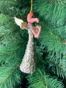 Christbaumschmuck Figur Engel mit Harfe silber gold Hänger Baumschmuck 16cm