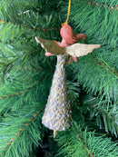 Christbaumschmuck Figur Engel mit Harfe silber gold Hänger Baumschmuck 16cm