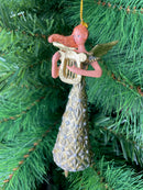 Christbaumschmuck Figur Engel mit Harfe silber gold Hänger Baumschmuck 16cm
