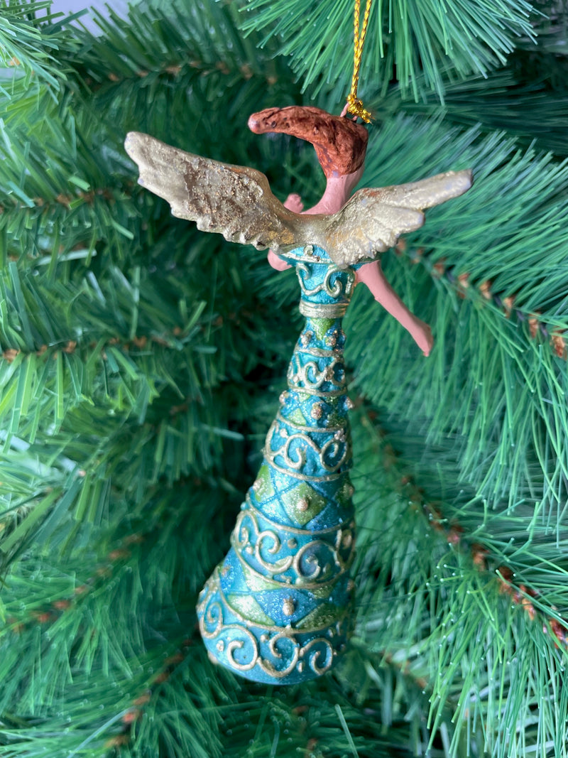 Christbaumschmuck Figur Engel grün türkis Hänger Baumschmuck 16cm