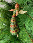 Christbaumschmuck Figur Engel mit Geige grün rot goldenes Kleid Baumschmuck 15cm