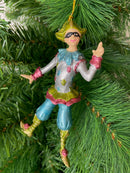 Christbaumschmuck Figur Harlekin Deko Hänger silber blau rosa grün 14cm