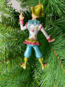 Christbaumschmuck Figur Harlekin Deko Hänger silber blau rosa grün 14cm