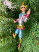 Christbaumschmuck Figur Harlekin Deko Hänger silber blau rosa grün 14cm