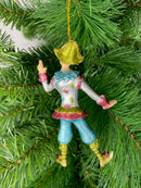 Christbaumschmuck Figur Harlekin Deko Hänger silber blau rosa grün 14cm