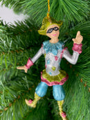 Christbaumschmuck Figur Harlekin Deko Hänger silber blau rosa grün 14cm