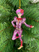 Christbaumschmuck Figur Harlekin Deko Hänger lila gold 13cm