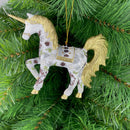 Christbaumschmuck Figur "Einhorn" Hänger weiß-gold Weihnachten 15 cm