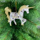 Christbaumschmuck Figur "Einhorn" Hänger weiß-gold Weihnachten 15 cm