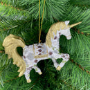 Christbaumschmuck Figur "Einhorn" Hänger weiß-gold Weihnachten 15 cm