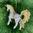 Christbaumschmuck Figur "Einhorn" Hänger weiß-gold Weihnachten 15 cm