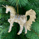 Christbaumschmuck bezauberndes Einhorn verziert in creme-gold-silber  Hänger 15 cm