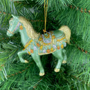 Christbaumschmuck Figur wunderschönes Pferd mint-gold-kupfer-silber Hänger 11 cm