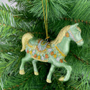 Christbaumschmuck Figur wunderschönes Pferd mint-gold-kupfer-silber Hänger 11 cm