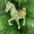 Christbaumschmuck Figur wunderschönes Pferd mint-gold-kupfer-silber Hänger 11 cm