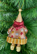 Christbaumschmuck  Weihnachtsmann dick mit Geschenkesack  taupe-rosa gold rot 15cm