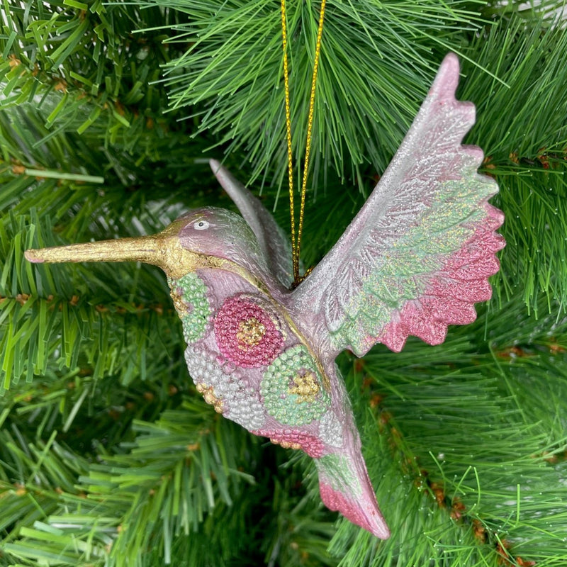 Kolibri Baumschmuck Figur Ostern Frühling Weihnachten rosa mint silber 12cm