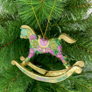 Christbaumschmuck Figur Schaukelpferd mintgrün-rosa-gold Hänger 13 cm