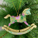 Christbaumschmuck Figur Schaukelpferd mintgrün-rosa-gold Hänger 13 cm