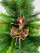 Hänger Baumschmuck Figur Tänzerin Ballerina Elfe braun-gold Ostern Frühling Weihnachten 15cm
