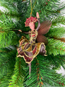Hänger Baumschmuck Figur Tänzerin Ballerina Elfe braun-gold Ostern Frühling Weihnachten 15cm