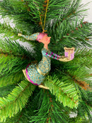 Christbaumschmuck Figur Gabenträger Hänger Baumschmuck türkis-pink 13 cm
