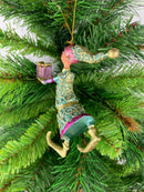 Christbaumschmuck Figur Gabenträger Hänger Baumschmuck türkis-pink 13 cm