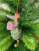 Christbaumschmuck Figur Gabenträger Hänger Baumschmuck türkis-pink 13 cm