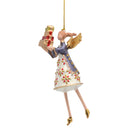 Christbaumschmuck Engel in einem weiß-rot-dunkelblauen Kleid und Geschenken Ornament 15cm hoch