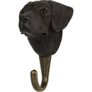 KLEIDERHAKEN LABRADOR RETRIEVER schwarz Hund Garderobe Wandhaken massiv Landhaus Vintage handgeschnitzt und handbemalt Holz und Metall-Haken 10cm hoch