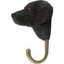 KLEIDERHAKEN LABRADOR RETRIEVER schwarz Hund Garderobe Wandhaken massiv Landhaus Vintage handgeschnitzt und handbemalt Holz und Metall-Haken 10cm hoch