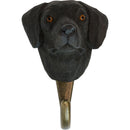 KLEIDERHAKEN LABRADOR RETRIEVER schwarz Hund Garderobe Wandhaken massiv Landhaus Vintage handgeschnitzt und handbemalt Holz und Metall-Haken 10cm hoch
